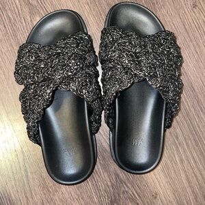 H&M black braided slides